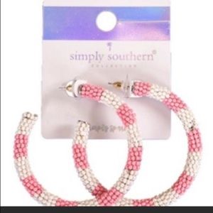 Simply Southern Earrings - pink/white bead hoop